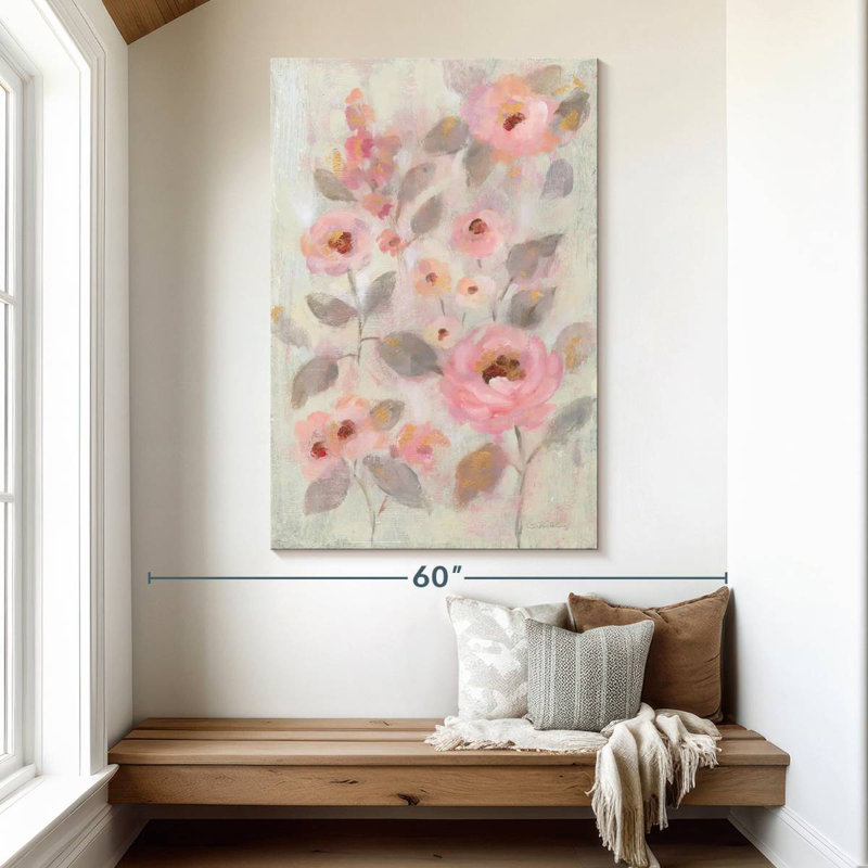 Fleurs roses expressives Avery II, H 51 po x l 34 po