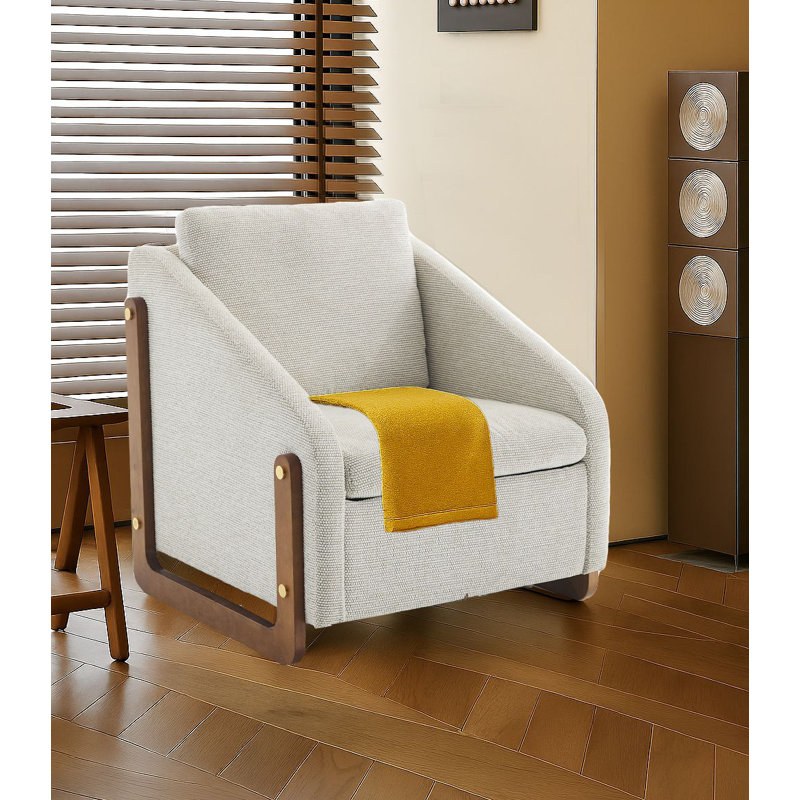 Chaise avec accoudoirs rembourrés Modern Chenille, Beige
