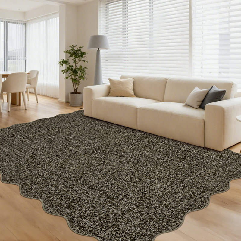 Tapis festonné Farmhouse, Brun, Rectangle 6 pi x 9 pi
