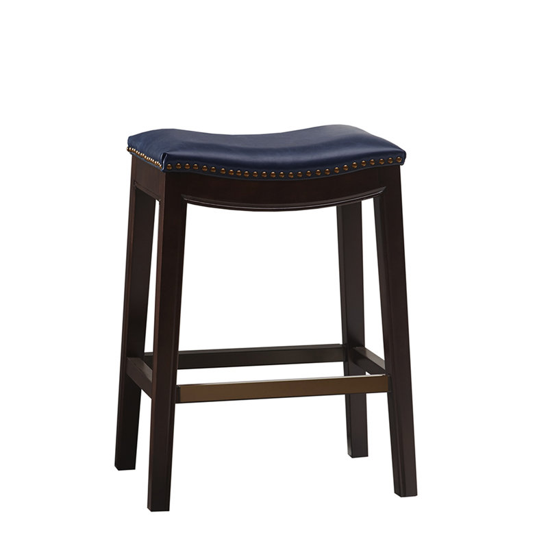 Tabouret de comptoir avec siège et siège en mousse avec détails clous bronze sans dossier