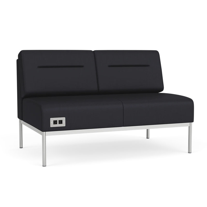 Causeuse Darsey, Argent argent, Noir Patriot Plus, Avec alimentation