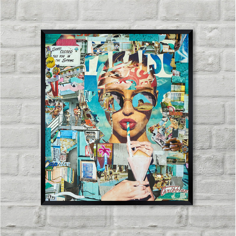 Katy Hirschfeld - Summer Shores Fashion and Glam - impression d'art graphique, H 38 po x l 32 po, Papier dans un cadre photo