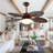 American Vintage Wine Red Ceiling Fan - 5 Blades, 3-Color Remote Control, Classic Design