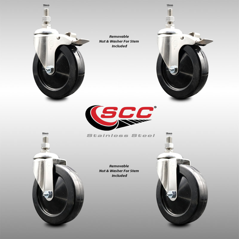 4 Piece Soft Rubber Swivel Caster Set