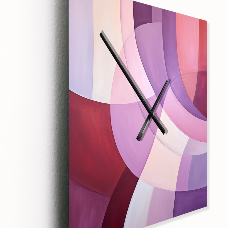 Mauve Motion Abstract Shapes I - Abstract Shapes Wall Clocks, Large
