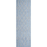 Cable Geometric Handwoven Blue Indoor / Outdoor Use Area Rug