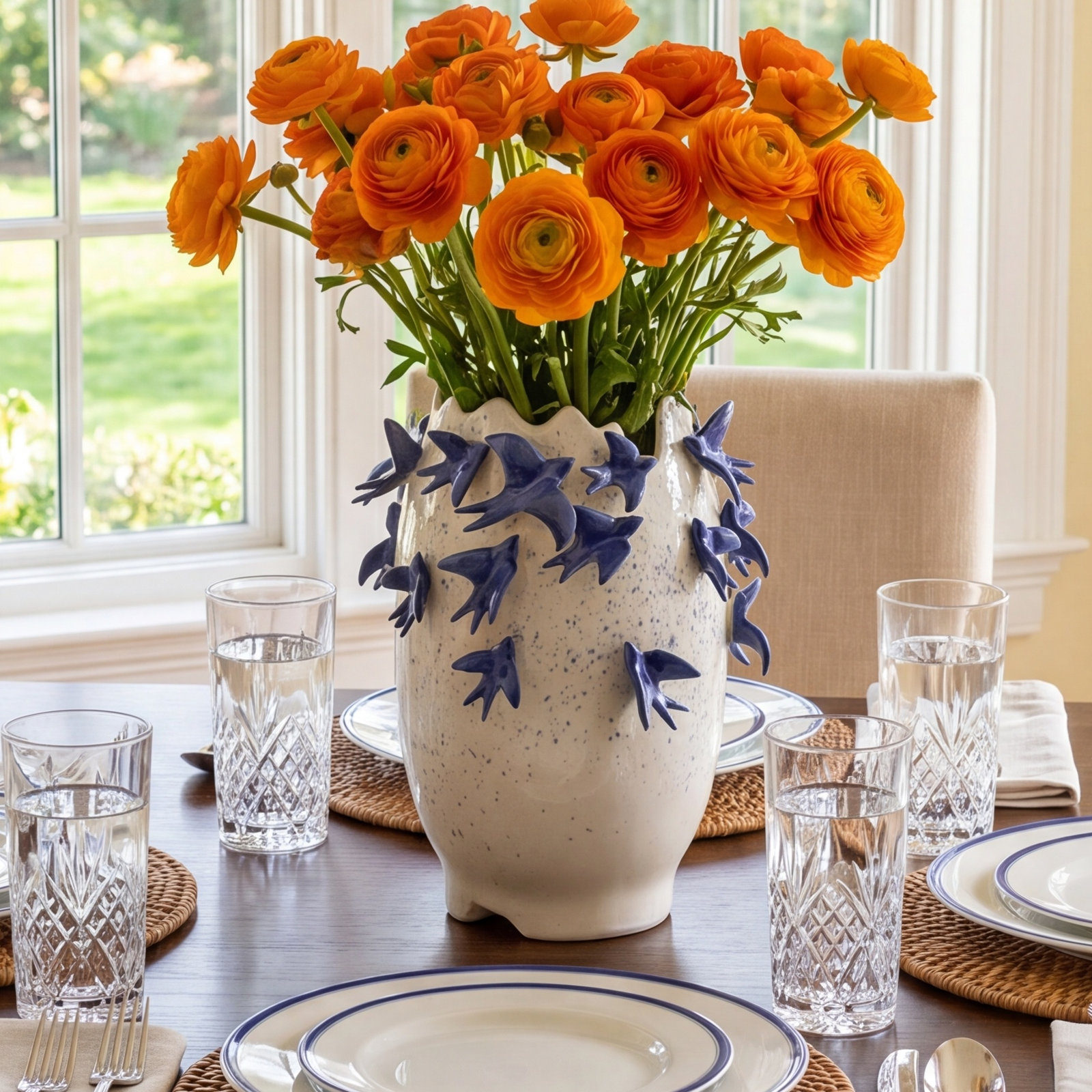 Euphemia Ceramic Floor Vase, 12" H x 9" W x 9" D