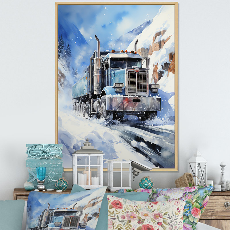 Travison turquoise semi camion arctique Hauler III - impression, H 20 po x l 12 po x P 1 po, Cadre naturel flottant