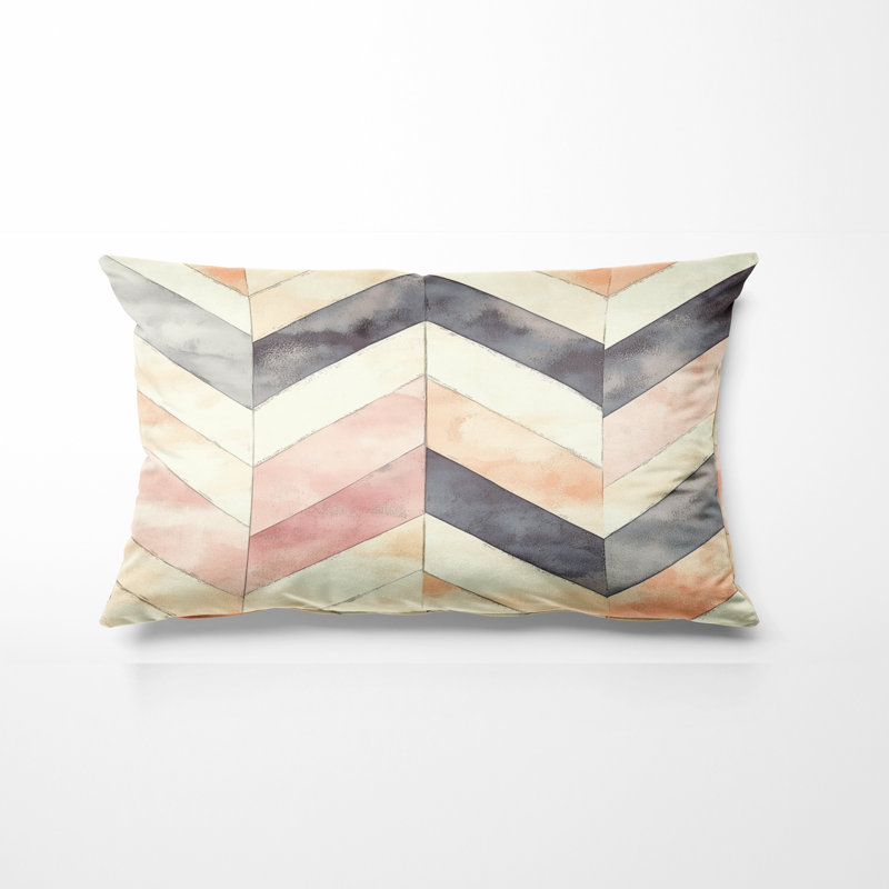 Coussin décoratif contemporain Boho - coussin décoratif à chevrons noir et orange, H 12 po x l 20 po