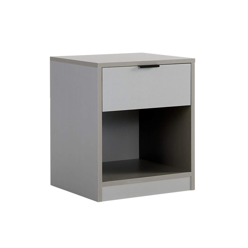 Phoenix 1 Drawer Bedside Table Storage Unit, Grey
