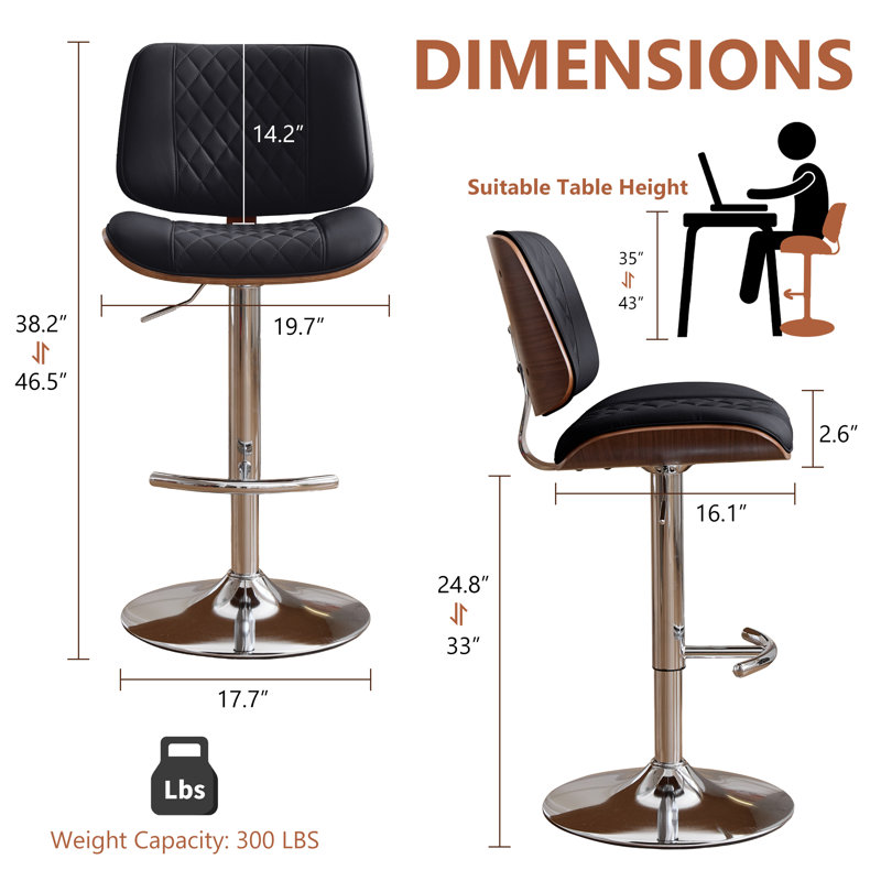 Ensemble de 1 tabourets de bar Modern, Noir, 1