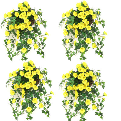 4 pièces artificielles fleurs artificielles suspendues pour la décoration extérieure printemps-été