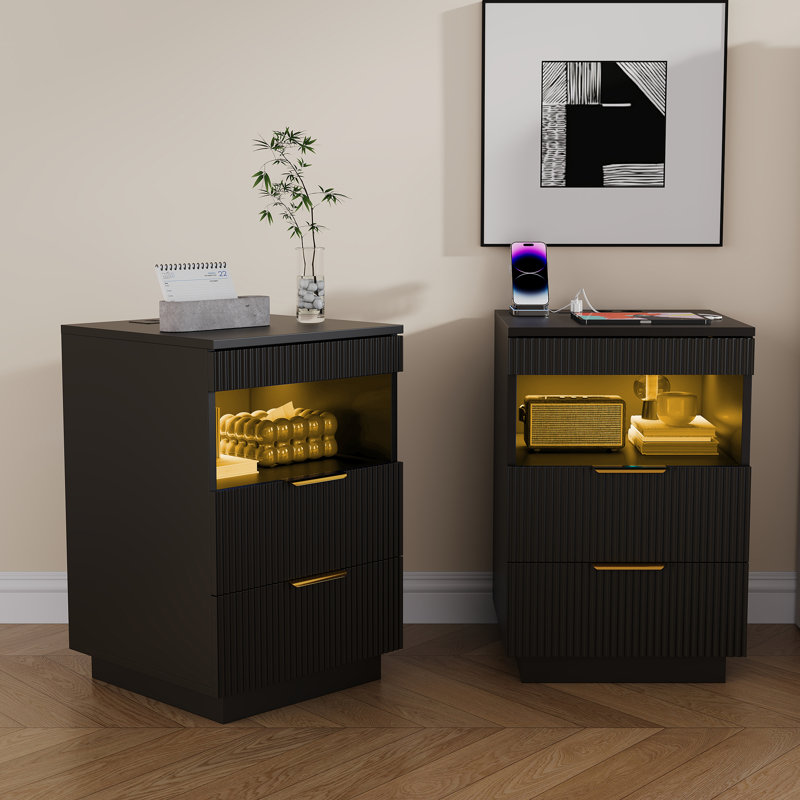 40 cm W 2 -Drawer Filing Cabinet, Black