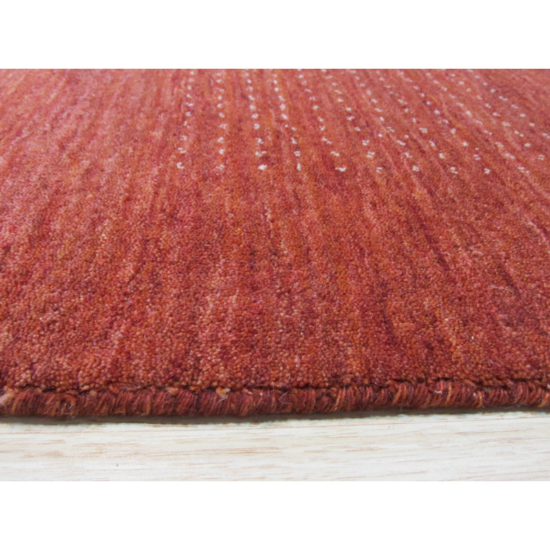 Tapis d'intérieur rectangulaire rouge en laine noué à la main élégant et durable Breshears, Rectangle de 10 pi x 14 pi