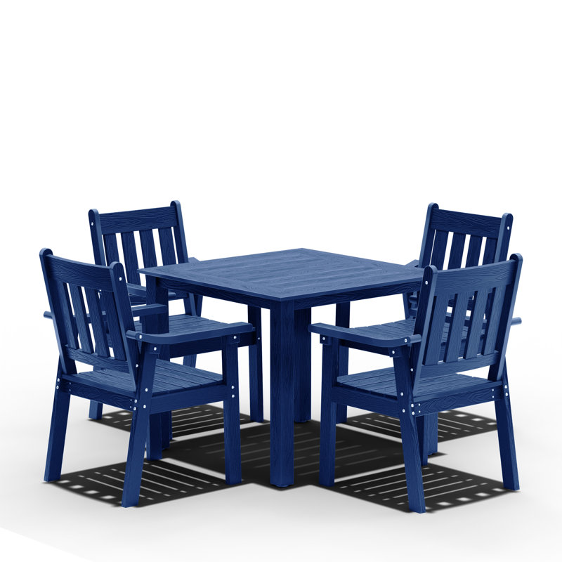 Ensembles de salle à manger d'extérieur imperméables toutes saisons - Ensembles de salle à manger d'extérieur modernes résistants à la rouille pour terrasse de jardin 1 table 4 chaises