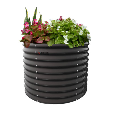 Anleolife 30''-Tall Round Garden Bed 3x2.5ft, Gray