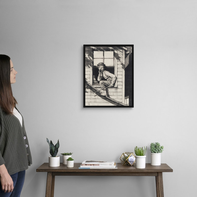 Art mural sur toile Tom Sawyer, Cadre flottant noir, H 22 po x l 18 po x P 1,75 po