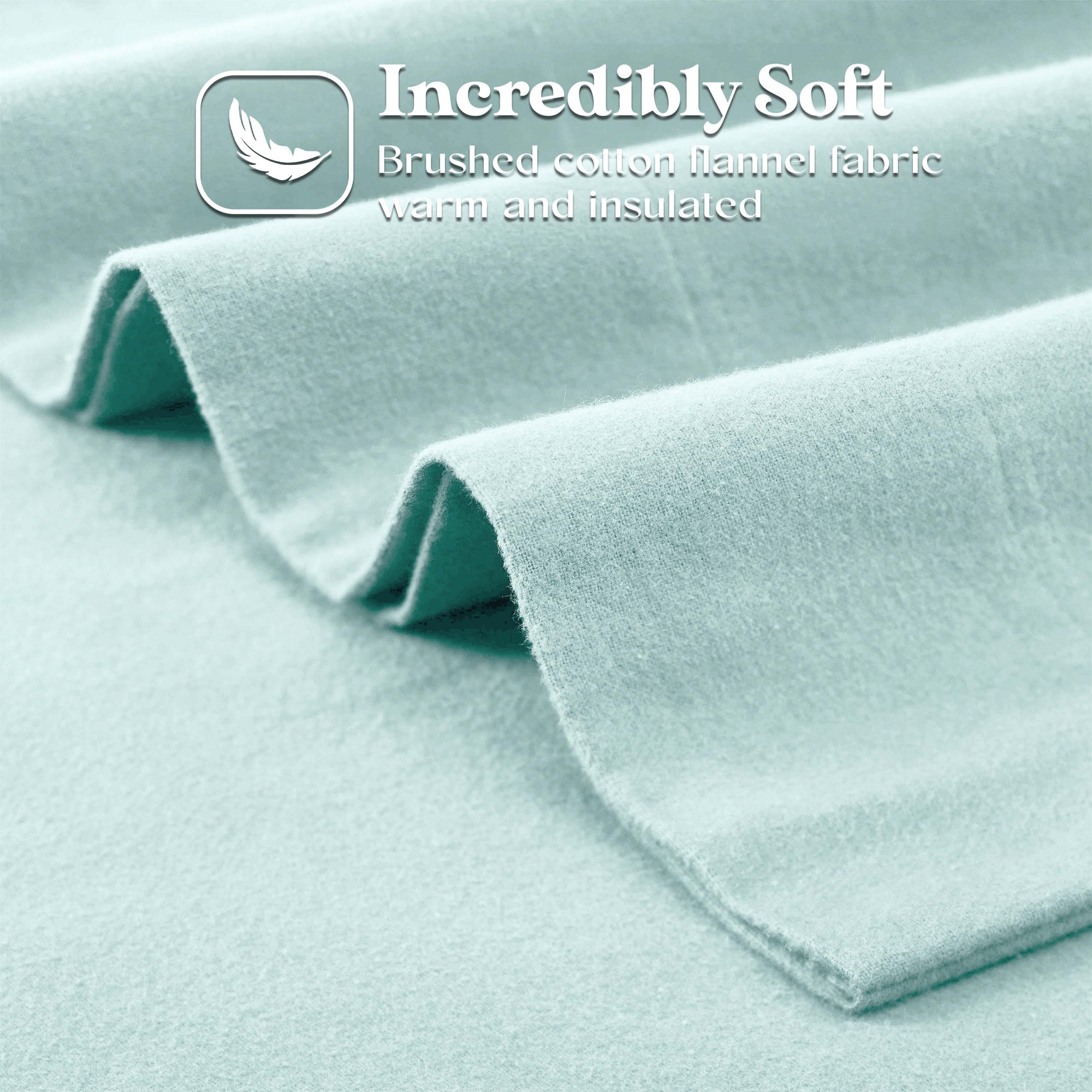 All Season Breathable Cotton Flannel Pillowcase Set, King, Light Blue