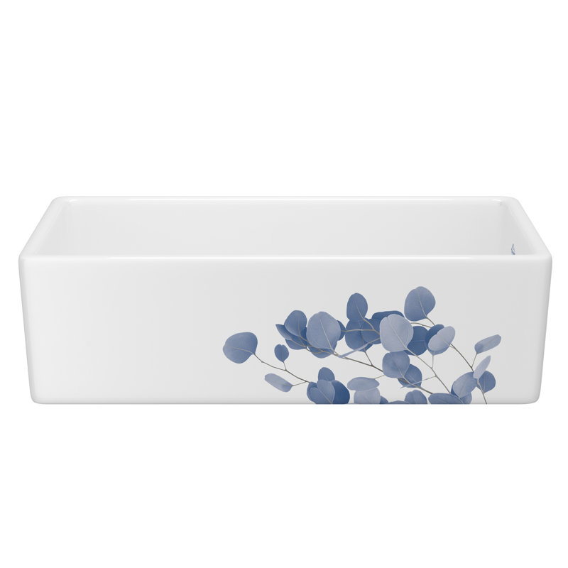 Shaker­­™ 36" Single Bowl Apron Front Fireclay Kitchen Sink, Eucalyptus Blue/Silver