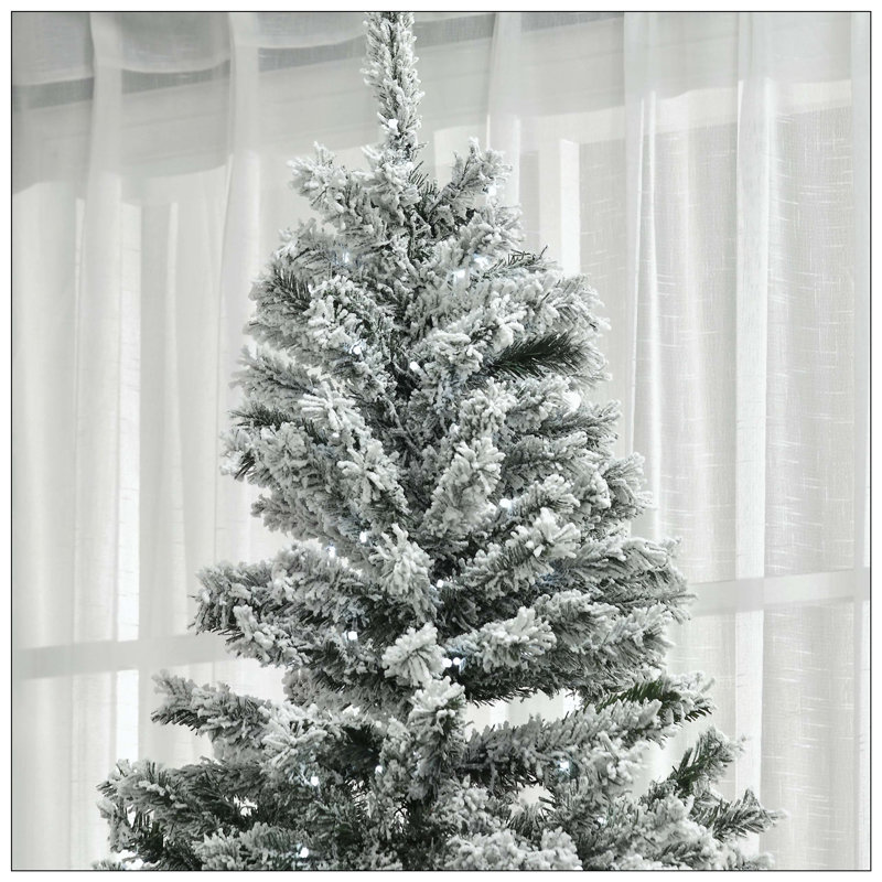 Arbre de Noël artificiel floqué avec lumières DEL blanc froid