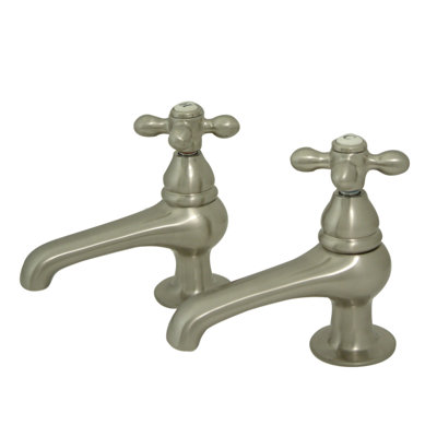 Kingston Brass Restoration Two-Handle Deck Mount Basin Tap Faucet