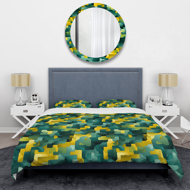 Popart, vert et jaune, Housse de couette pour très grand lit et 2 très
