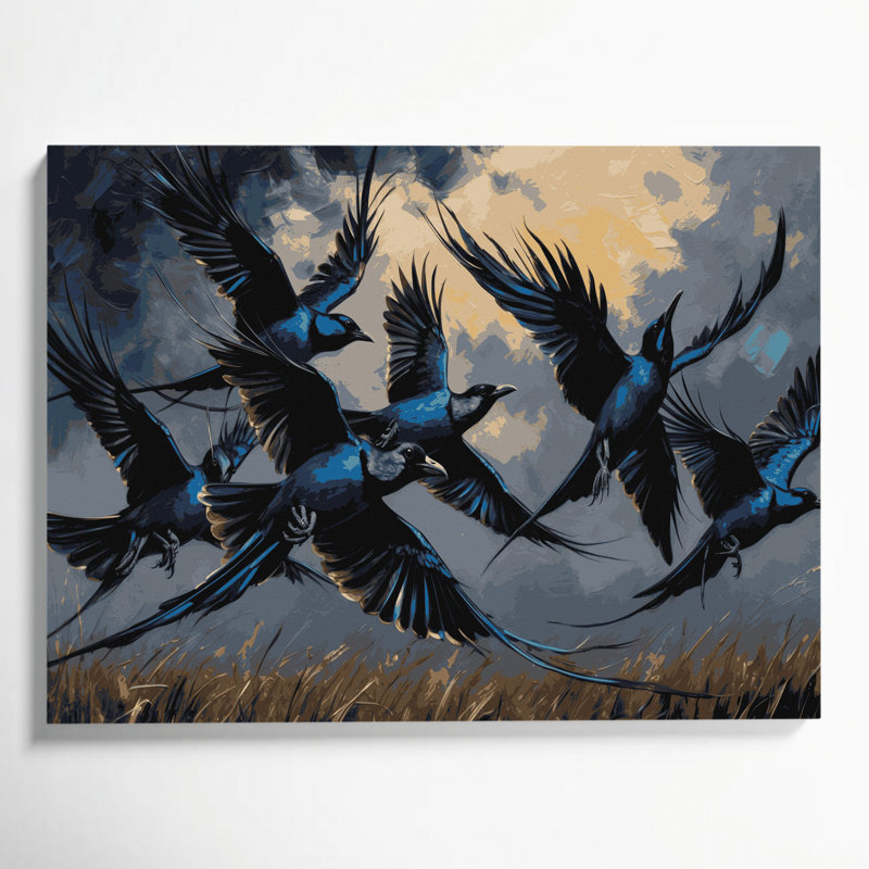 «Birds Common Grackle», art mural sur toile, H 20 po x l 24 po