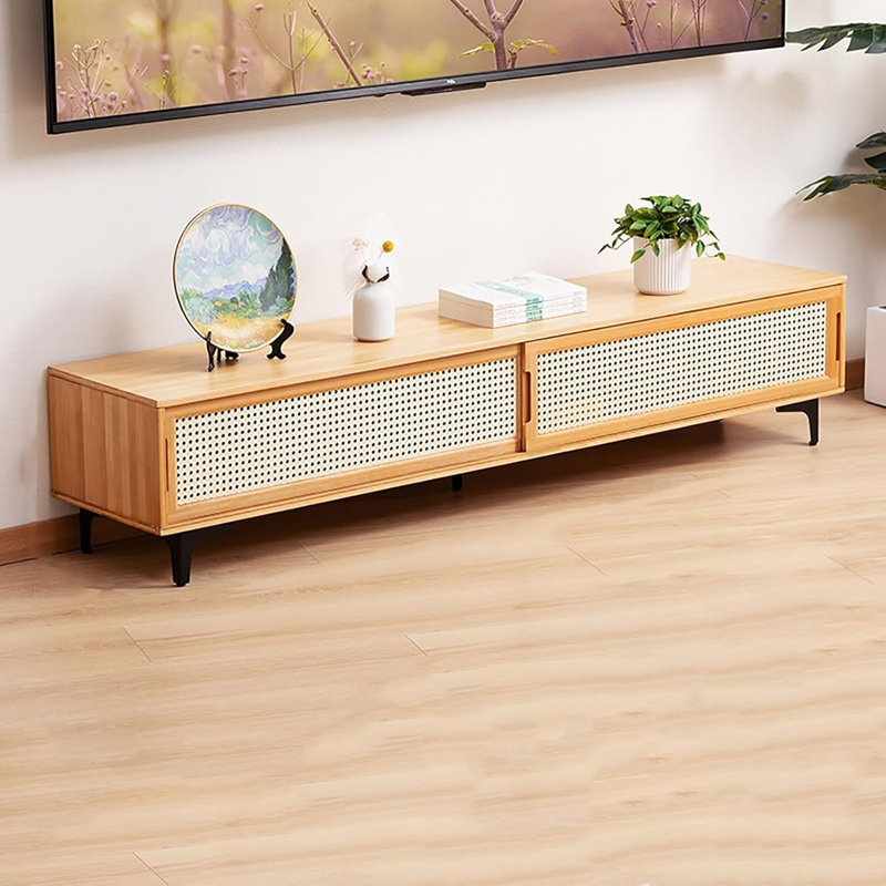 Bamboo TV Stand 2 Doors 63 Inch Color, Natural Wood