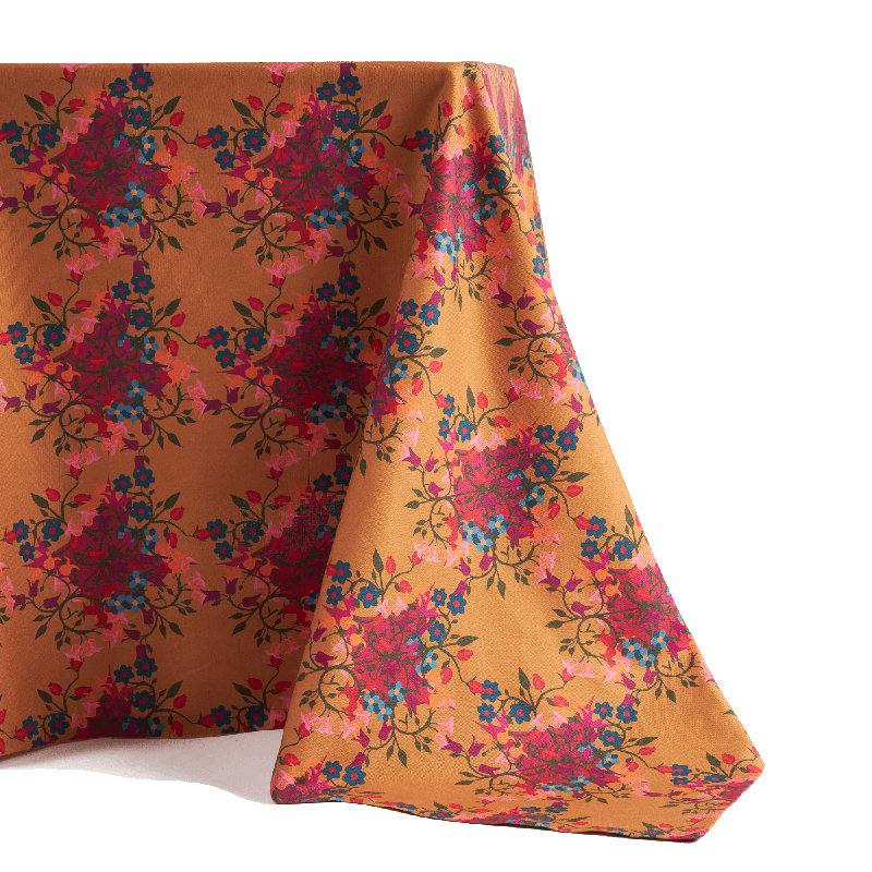 Tablecloth Blumen, 137.75" x 98.5" Rectangle, Orange