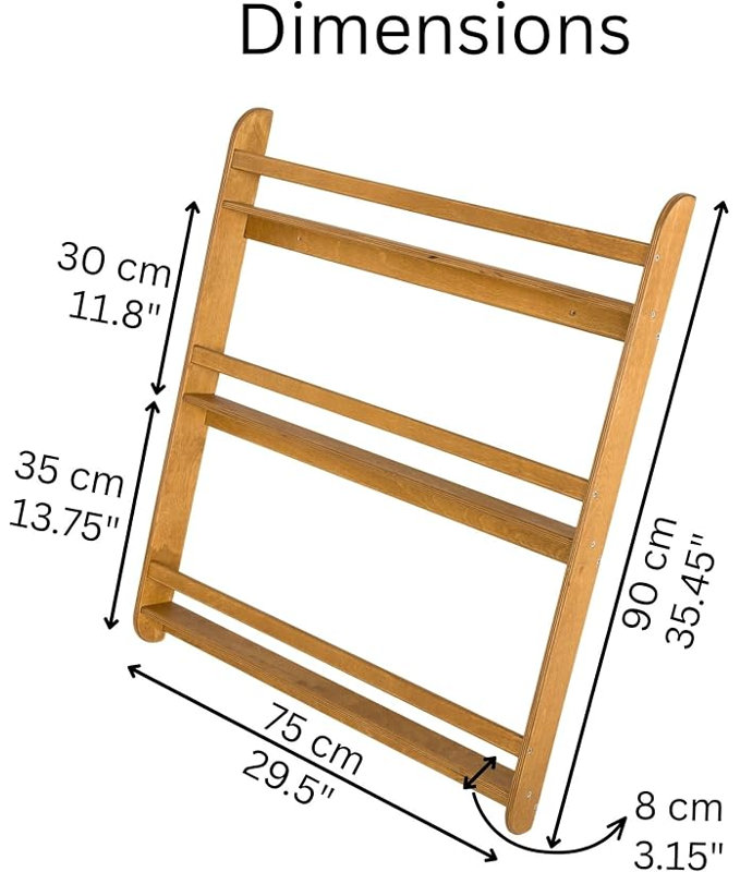 Bibliothèque murale pour enfants à 3 tablettes Montessori
