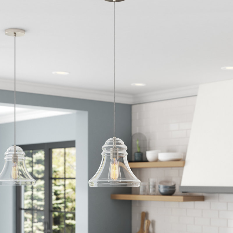 1 - Light Single Pendant, Satin Nickel