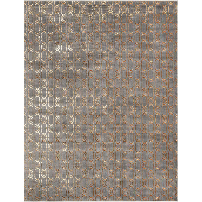 Tapis contemporain gris et gris Vincente, Rectangle 10 pi x 13 pi 1 po