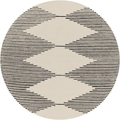 Tapis ivoire / noir en laine touffetée à la main Mueller