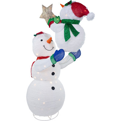 Fraser Hill Farm 6-Ft. Prelit Tinsel Snowman Decoration with LED Lights