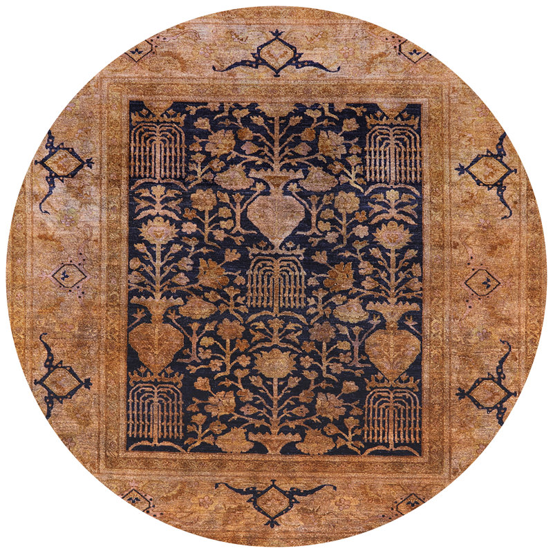 Tapis oriental brun / noir, Rond 4 pi