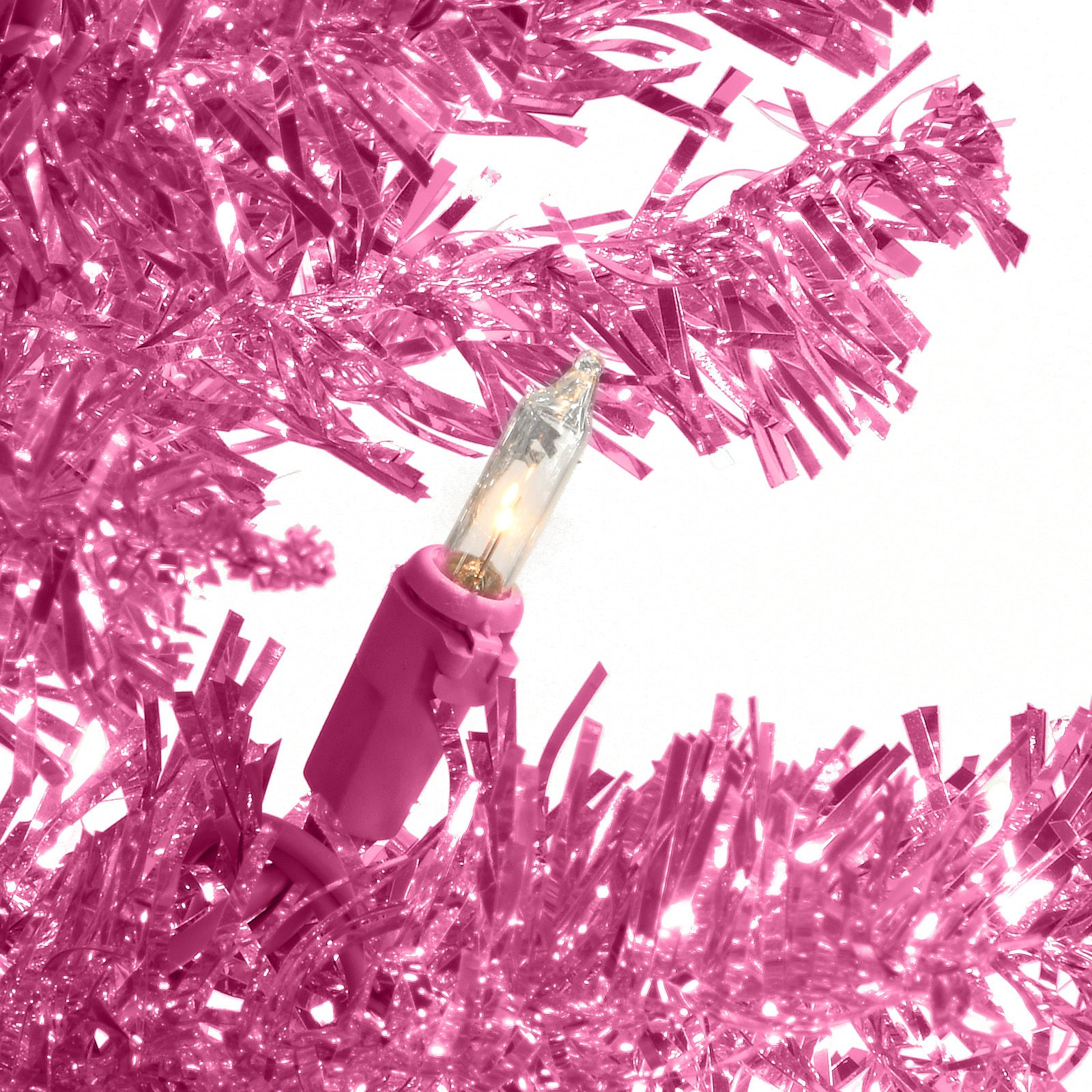 Flocked Pre-Lit Pink Pine Christmas Tree, 7'