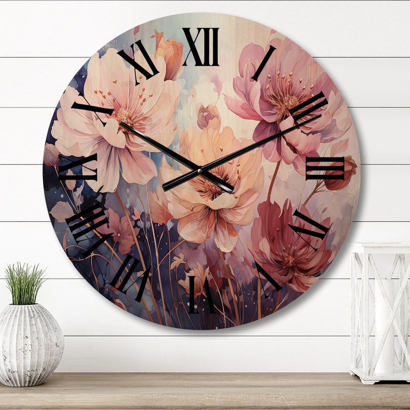 Horloge murale en bois massif Wyvette, Moyenne