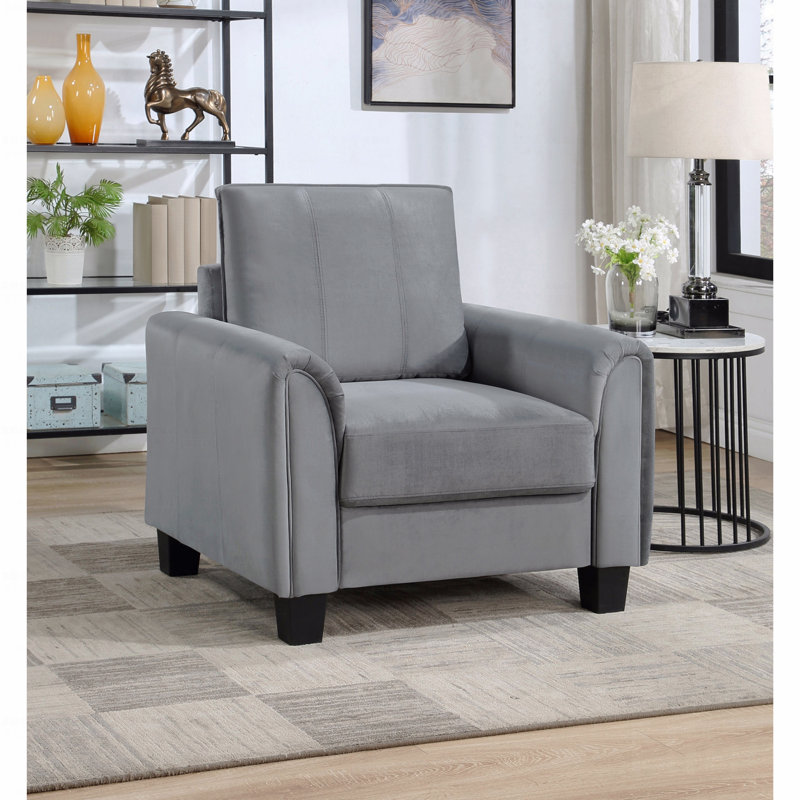 Fauteuil d'appoint rembourré en tissu gris