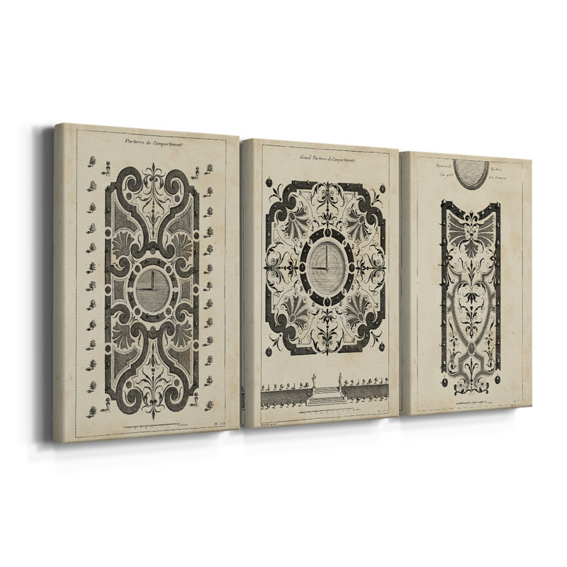 Garden Parterre VII - Toile tendue avec châssis sur mesure - 3 pièces, H 12 po x l 24 po