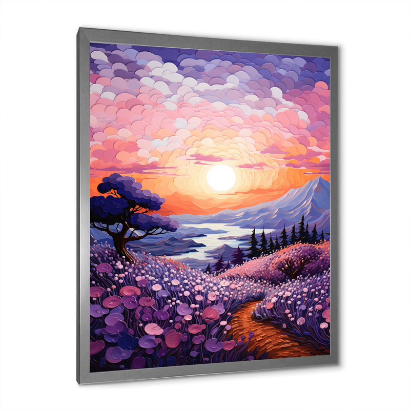 «Vangogh Lavender Fields Pointillism II», encadré sur toile par Vincent Van Gogh, peinture, H 40 po x l 30 po x P 1,5 po