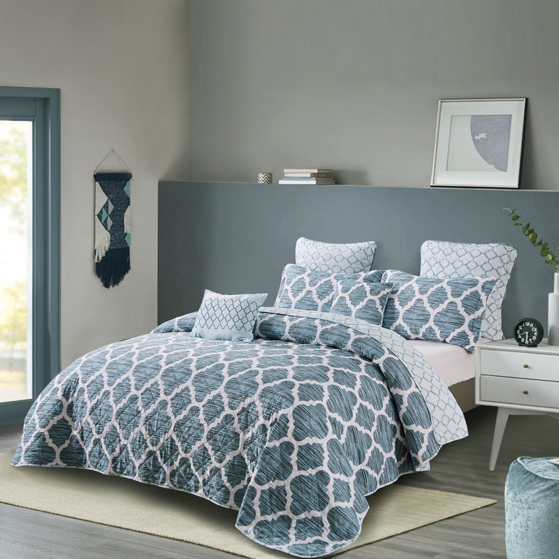 Ensemble de courtepointes en microfibre 7 pièces Honor, Grand lit