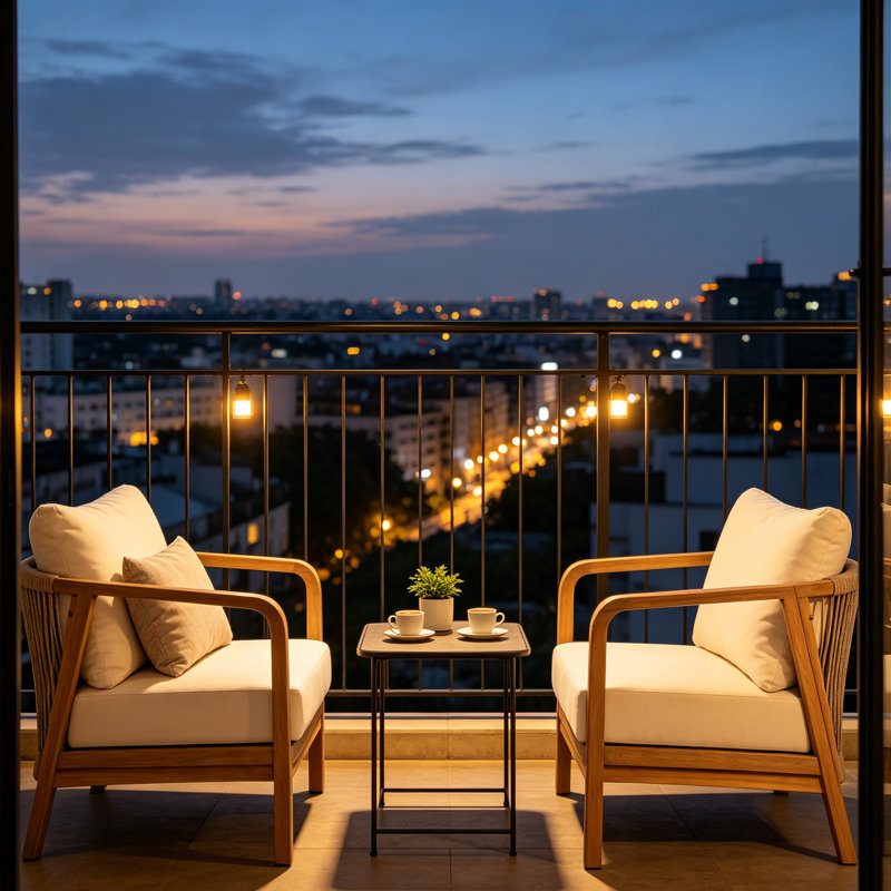 Set Of 2 28" Wide Outdoor Lounge Chair – Solid Hardwood Frame, All-Weather Woven Backrest, Thick Polyester Cushion & Curved Armrests for Patio, Garden