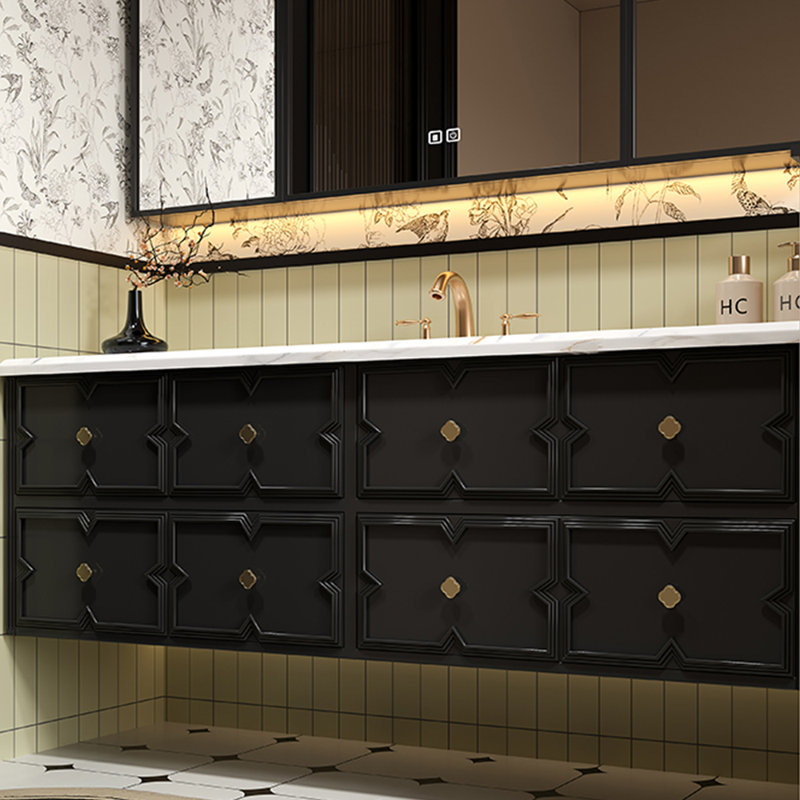 Armoire de salle de bain intelligente de style américain., Noir, 63"