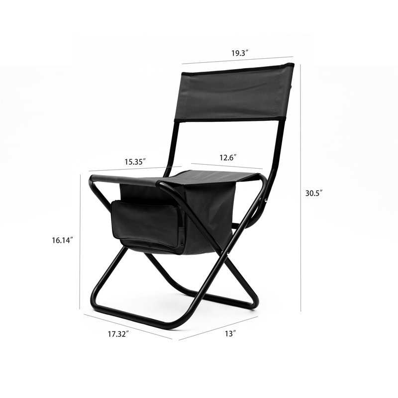 Chaise de camping pliante Bryella, Noir / gris