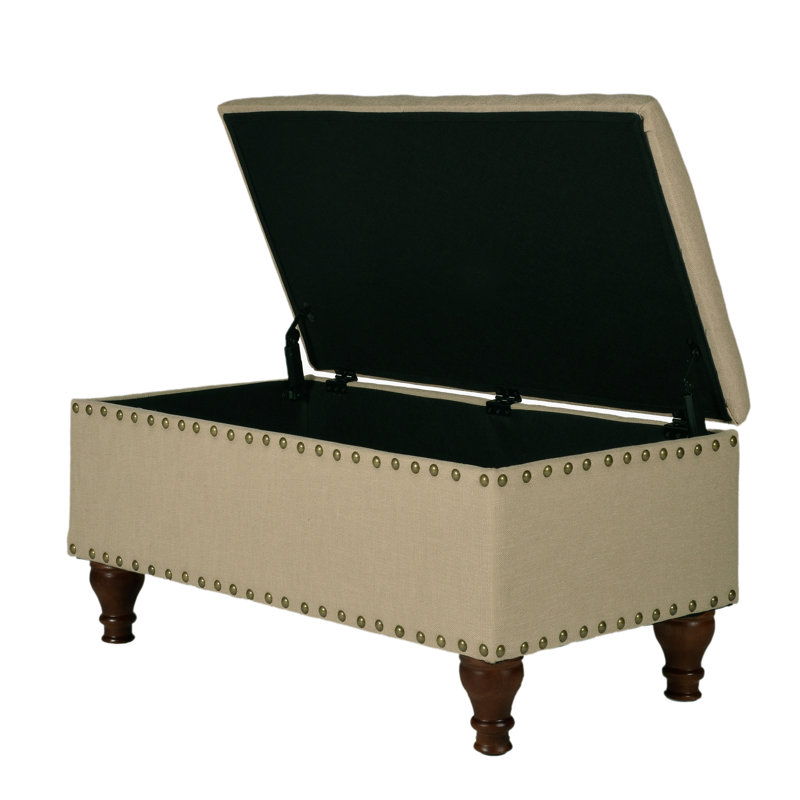 Banc de rangement rembourré avec plateau rabattable Griffiths, Brun clair naturel, H 16,75 po x l 35,5 po x P 19,5 po