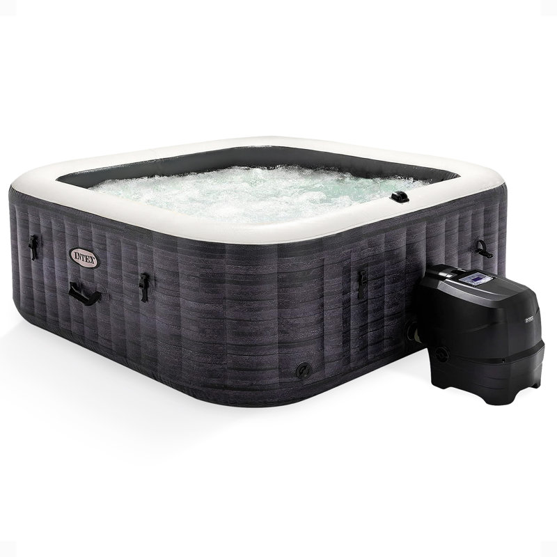 Intex PureSpa Plus Inflatable Square Hot Tub w/ AirJets, Greystone, 6