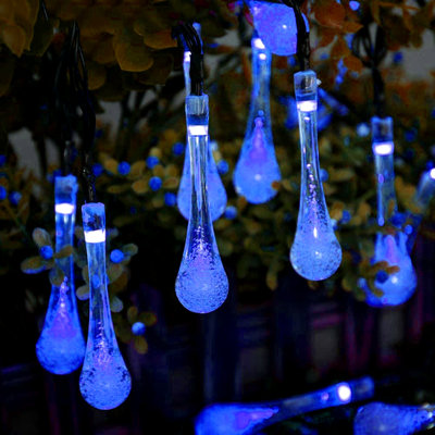 30 guirlandes d'eau à DEL 30 lumières à énergie solaire pour décorations d'extérieur