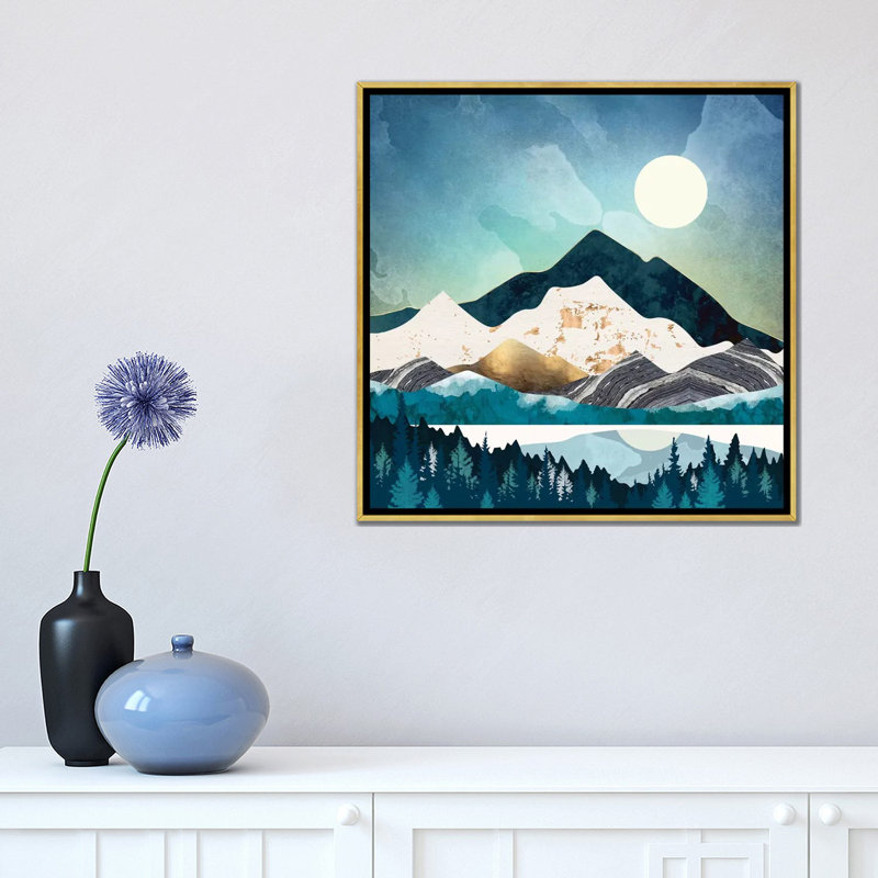 " Evening Forest ", 18" H x 18" W x 1.5" D, Gold Framed Canvas, No Mat
