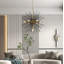 Lustre moderne Sputnik à 7 lumières avec bras métalliques en forme d'étoile et chaîne de suspension réglable, noir et or-1403157299
