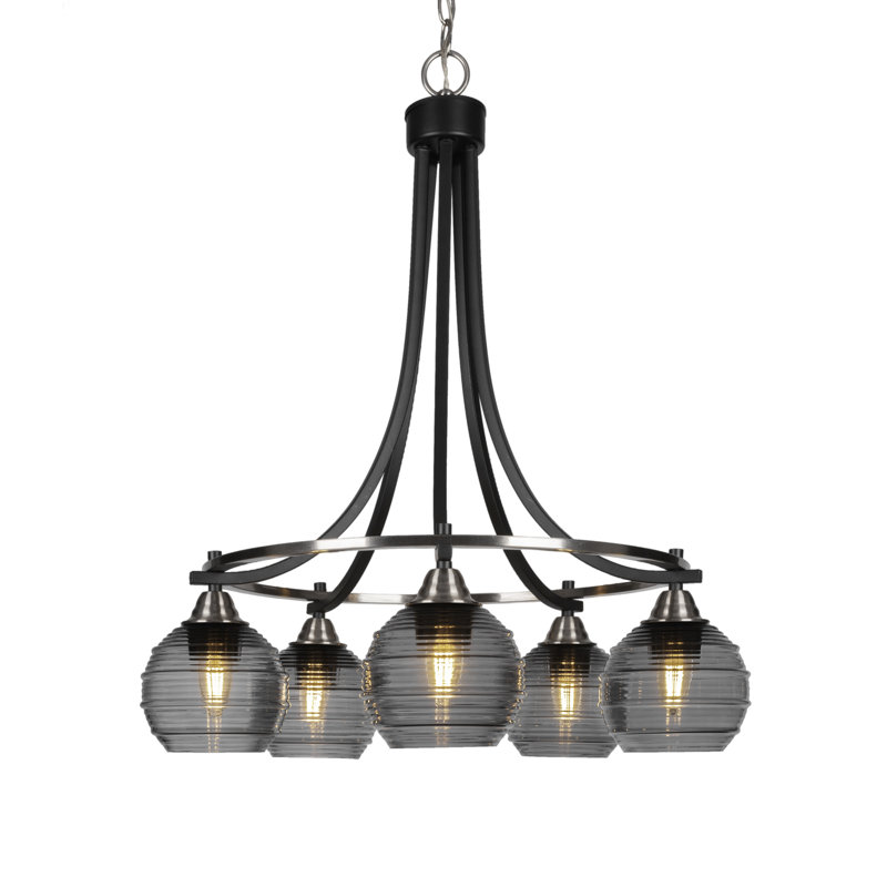 Michell 5-Light Chandelier, Matte Black/Brushed Nickel